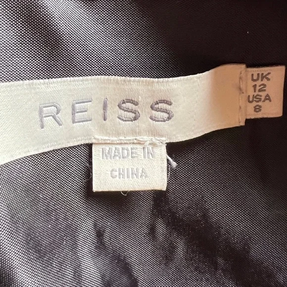 Reiss Pleated Waist Black Ruffle Tiered Skirt Sz 8 - Picture 2 of 4